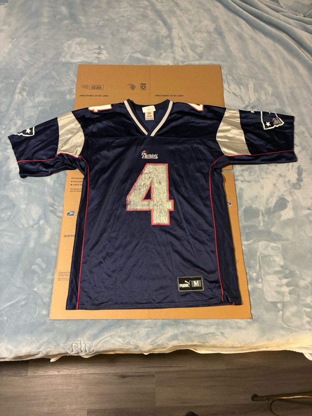 PUMA NFL New England Patriots Adam Vinatieri #4 Jersey Size M Blue Football VTG